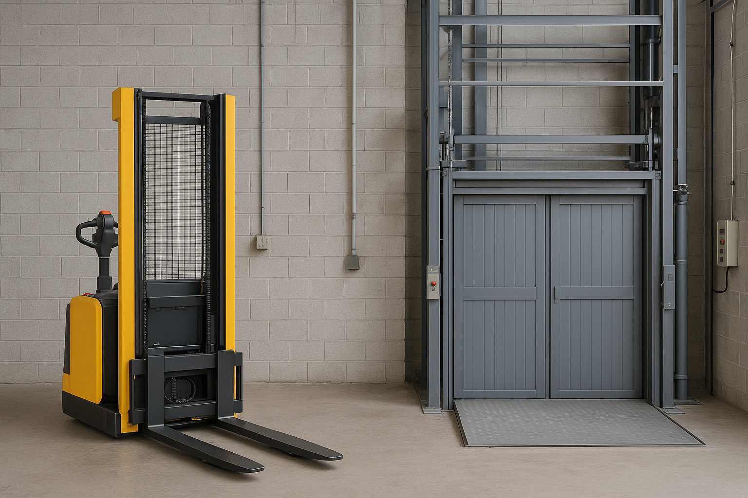 En este momento estás viendo Elevadores montacargas eléctricos vs hidráulicos: ¿Cuál es mejor para tu operación?